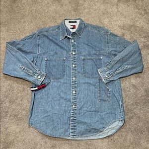 Vintage Tommy Hilfiger Jeans Denim Button-Up Shirt Cargo Large